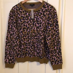 J Crew Animal Print Pullover Size Large
